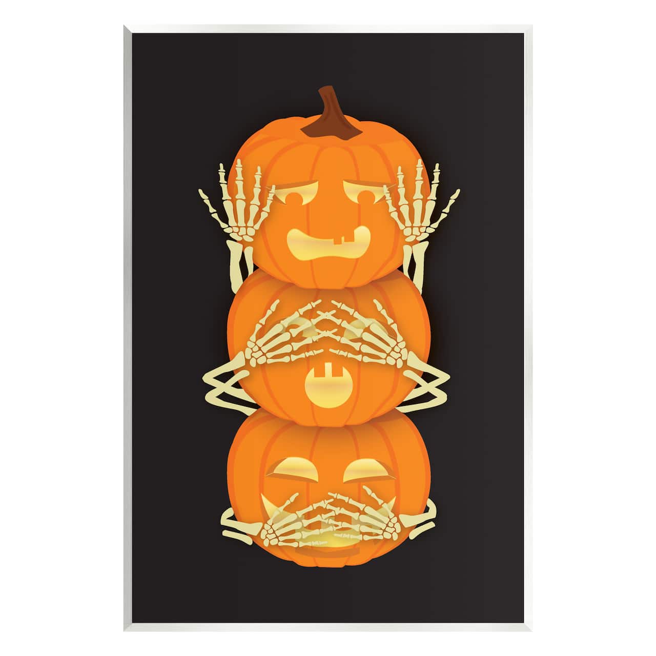 Stupell Industries Hear See Speak No Evil Pumpkins Wall Plaque Art